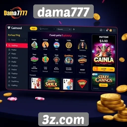 Interface do Dama777 é intuitiva e amigável